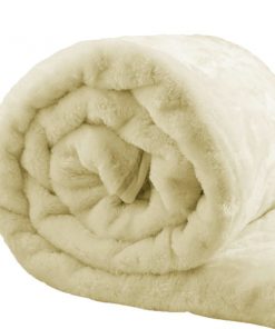 Cream - Fleece Faux Fur Roll Mink Throw Bed Blanket