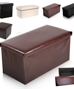 Foldable Faux Leather Ottoman Storage Pouffe Toy Box