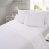 WHITE 100% Brushed Cotton Thermal Flannelette Sheet Set