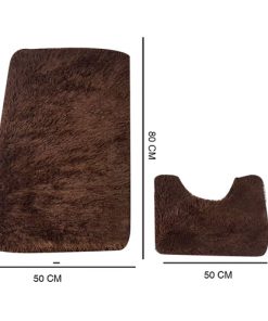 BROWN Pentagone Bath & Pedestal Mat Set Bathroom Shower Bath Mat With Non Slip Back