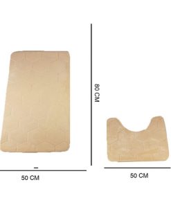 IVORY PENTA Pentagone Bath & Pedestal Mat Set Bathroom Shower Bath Mat With Non Slip Back