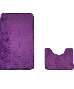PURPLE PENTA Pentagone Bath & Pedestal Mat Set Bathroom Shower Bath Mat With Non Slip Back