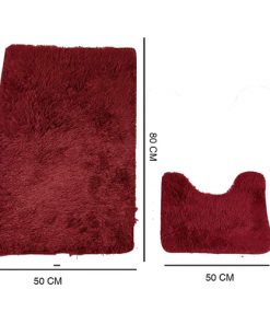 RED Pentagone Bath & Pedestal Mat Set Bathroom Shower Bath Mat With Non Slip Back