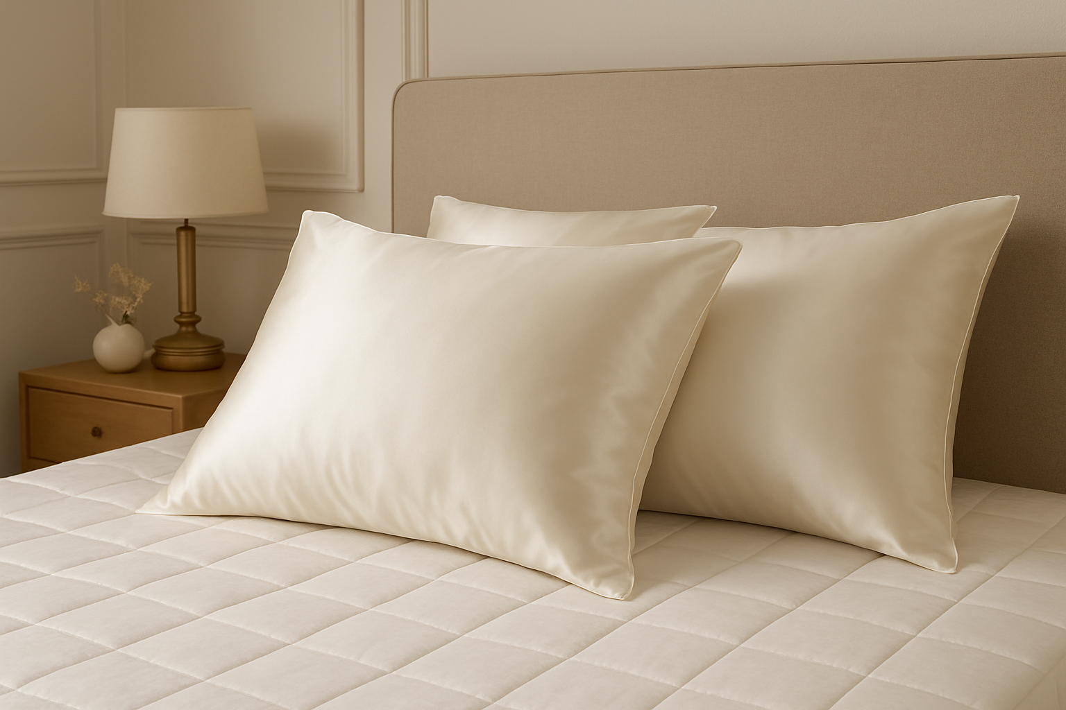 Luxury Silk Pillow with Soft Down Alternative Filling – Elegant, Hypoallergenic, and Ultra-Comfortable